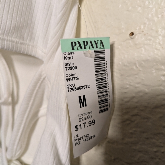 Papaya White Asymmetrical Tie-Front Crop Blouse Size M - Picture 4 of 6